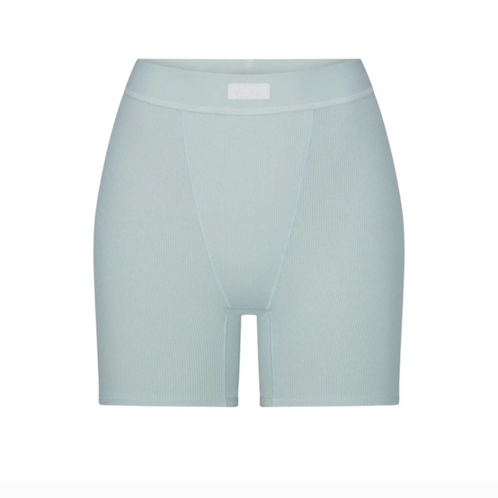 SKIMS Light Blue Ribbed Shorts